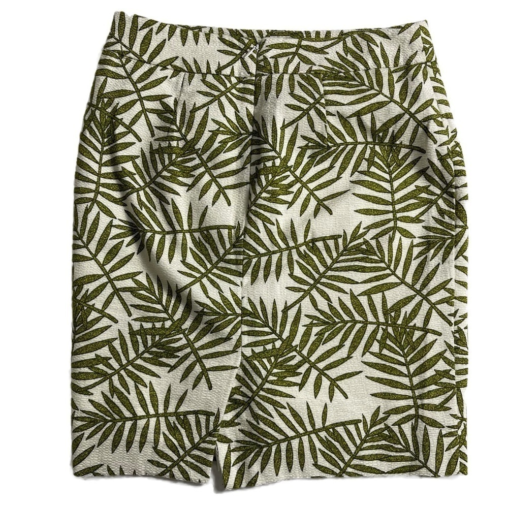 ANN TAYLOR Petite Green Palm Leaf Basket Weave Skirt - Size 00 - Picture 2 of 10